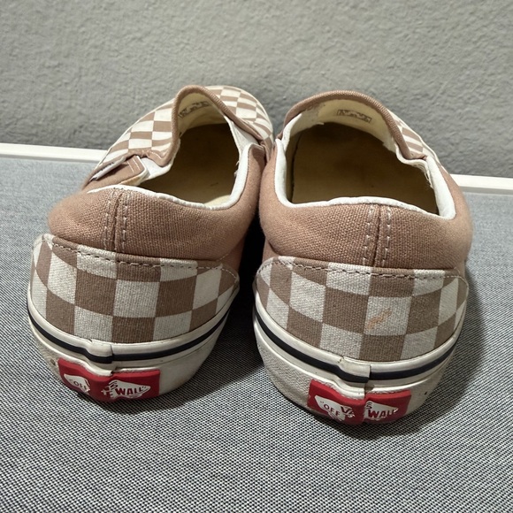 Vans Brown and White Checkered Slip-On Sneakers - Picture 5 of 6